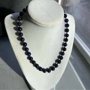 Blue Sandstone Beaded Knotted Necklace 18”-20” w/ Stainless Steel 227.50 ctw